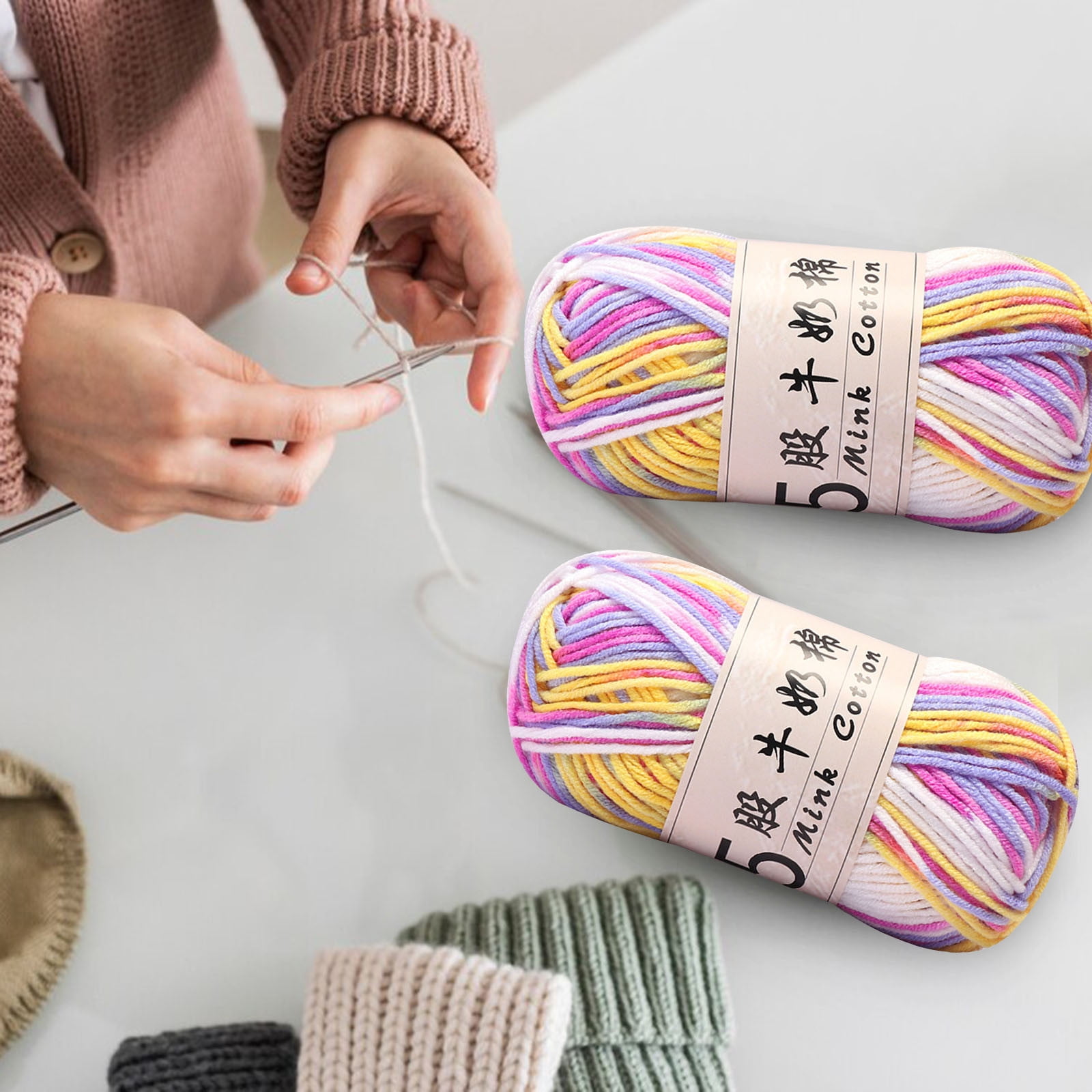 Cotton Yarn -Multi Colored Yarn Rainbows Crochet Yarn 50g/2.5oz,295 Yards,5 Strands,Lightweight Yarn For Crochet,Knitting and Crafts,24 Colors Color - 11 — image 6
