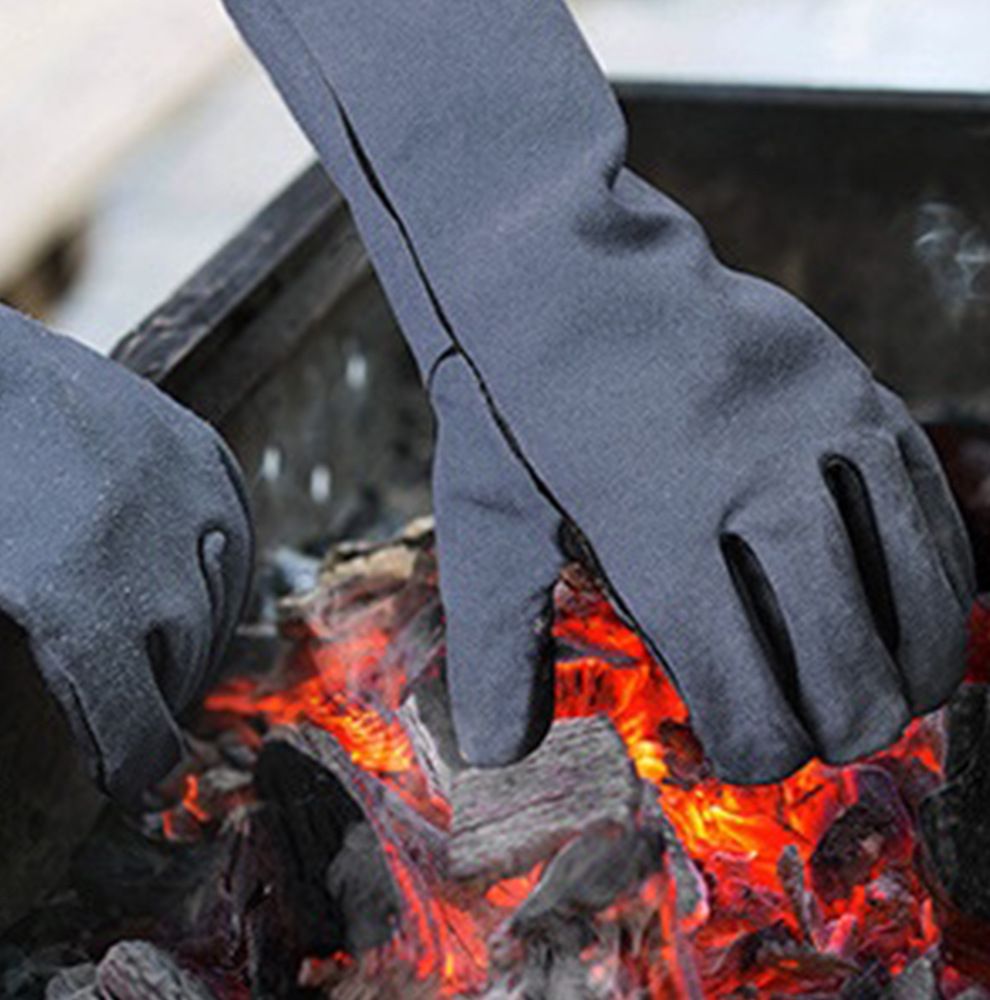 Grey and black gloves 350℃ Heat Fire Resistant Welding BBQ Grill Gloves Oven Fireplace Welder Gloves for Men Women — image 2