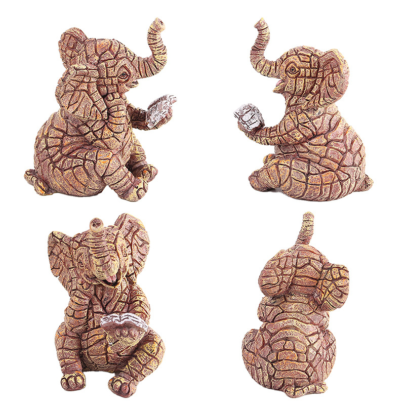 2 PCS Textured Resin Elephant Figurine - Decorative Stone-Look Statue for Home & Garden Decor โ image 2