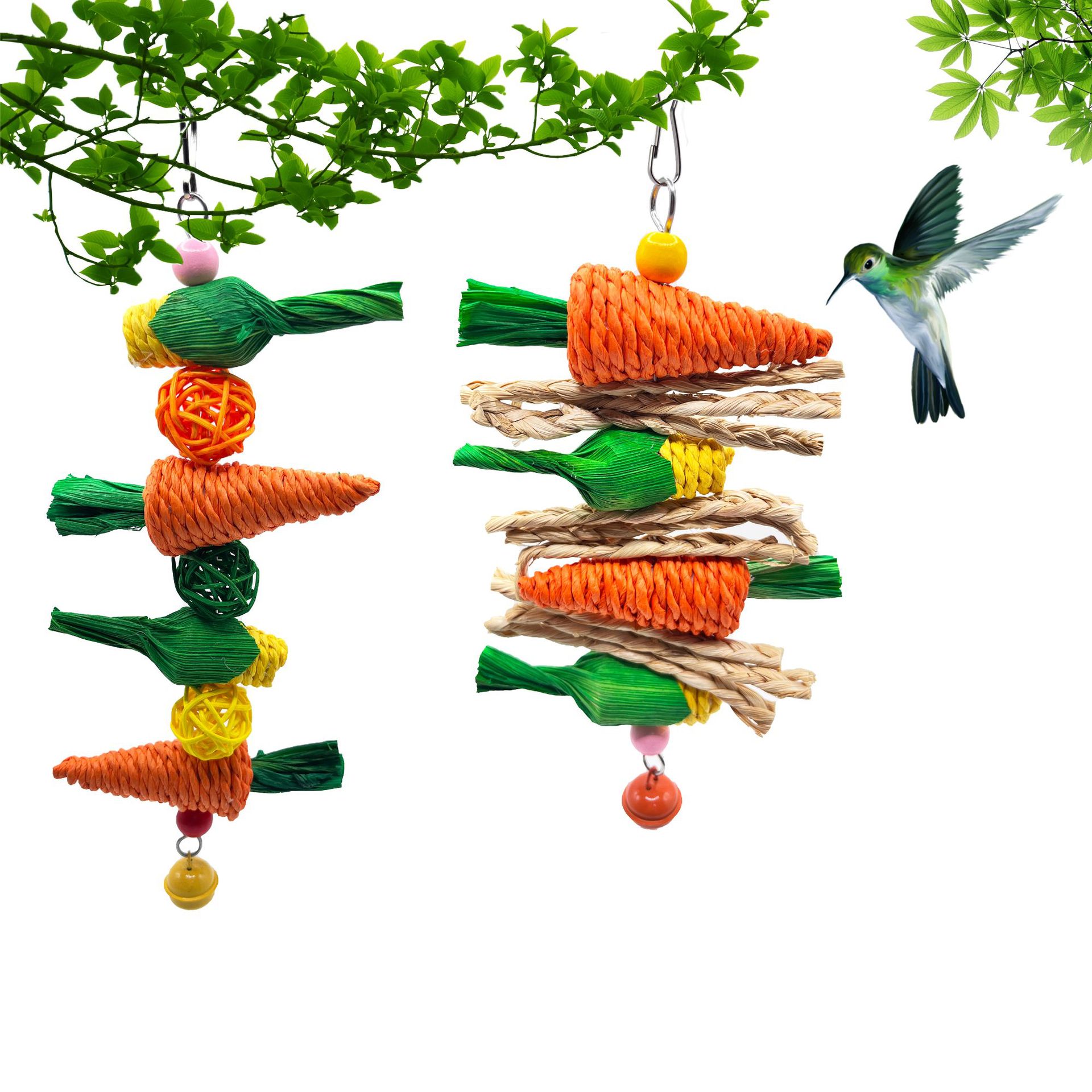 2-Pack Radish and sweetcorn skewers Bird Chew Toy for Parrots, Budgies, Hamsters, Rabbits & Small Pets – Hanging Carrot-Shaped Enrichment Toy with — image 4