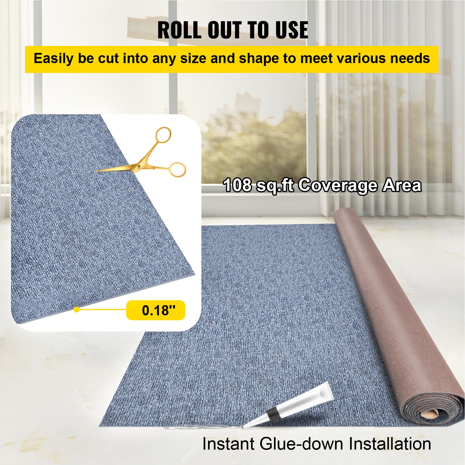 Marine Carpet 6 × 13ft Boat Area Rug Roll Cutpile In/Outdoor Patio Deck Gray, 1.8 × 4m — image 5