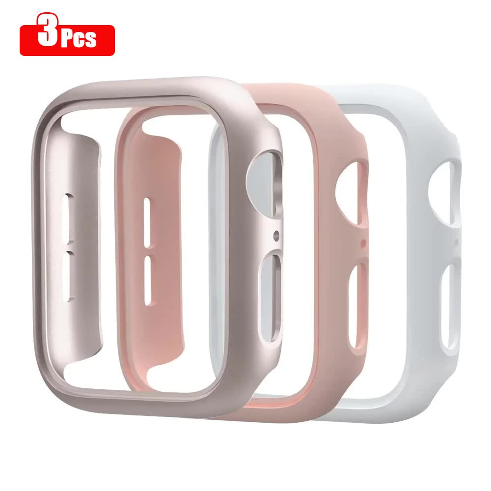 Hard PC Case for Compatible with Apple Watch 45mm 41mm 38mm 42mm 40mm 44mm iWatch SE Series 9 8 7 6 5 4 3 2 1 Matte Bumper Frame 3pcs