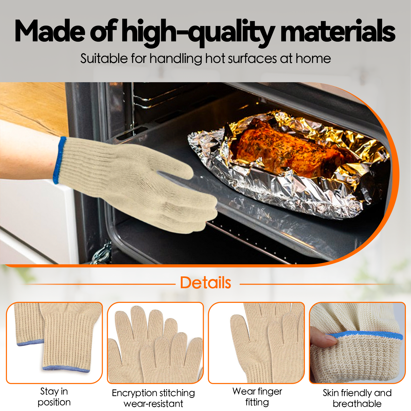 1 Pair 5 Finger Oven Mitt BBQ Grill Gloves — image 4