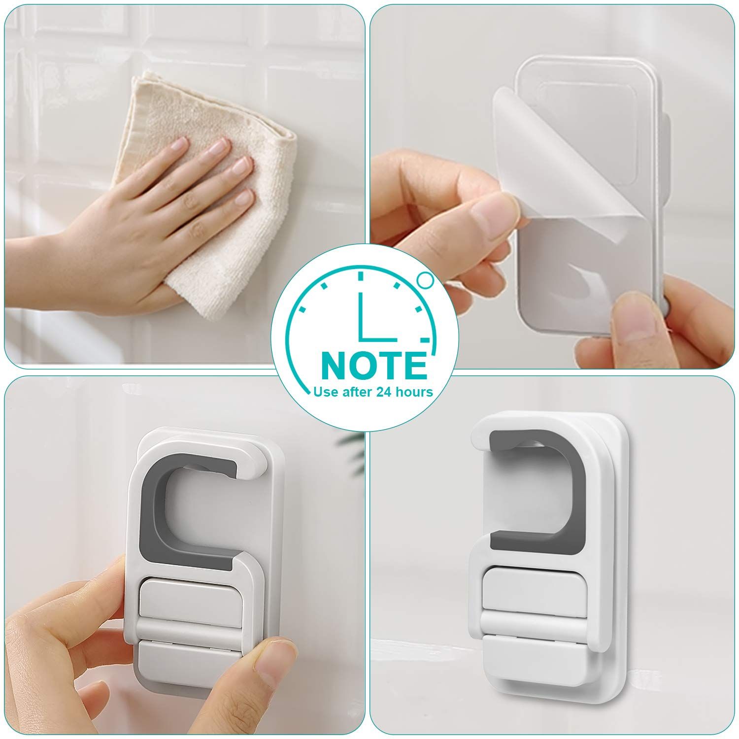 2 pcs Mop Holder Wall Mounted Holder Broom & Mop Grippers Self Adhesive Acrylonitrile Butadiene Styrene No Drilling — image 3