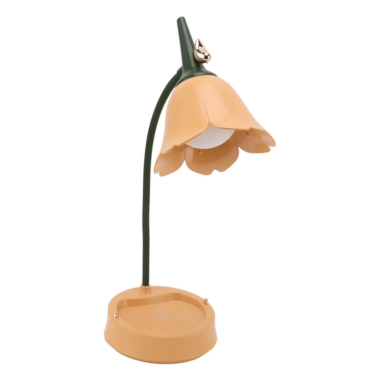 3W LED Touch Desk Lamp 3 Gear Dimmable Foldable Petal Shape Desktop Table Light USB 5V Orange — image 2