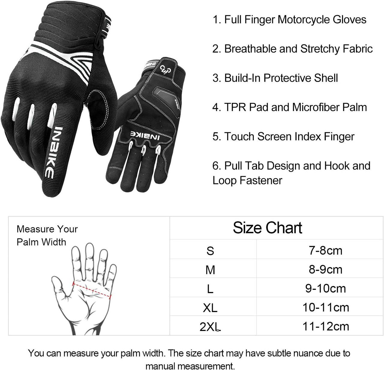Breathable Mesh Motorcycle Gloves Touchscreen with TPR Palm Pad Hard Knuckle-White-XLarge โ image 5