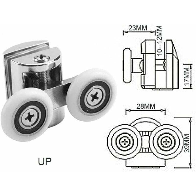 4 Pcs Double Castors, 2 Zinc Alloy Bathroom Castors Diameter for Sliding Shower Door, 23mm Diameter — image 4