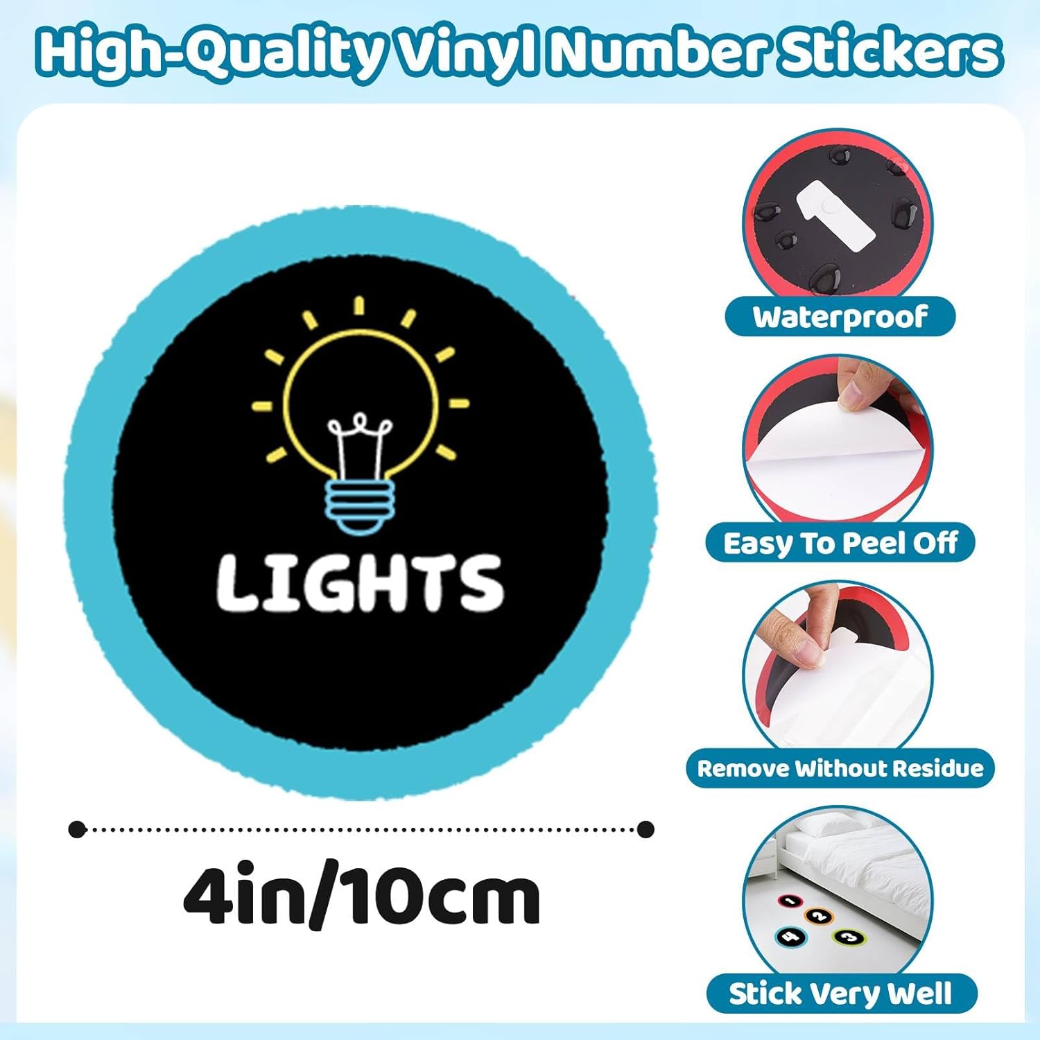 Line up Spots for Classroom Floor 36Pcs 4'' Number Stickers for Classroom Vinyl Line Up Floor Dot Sticker Floors Spots Markers Decal for Back to School Decor โ image 3