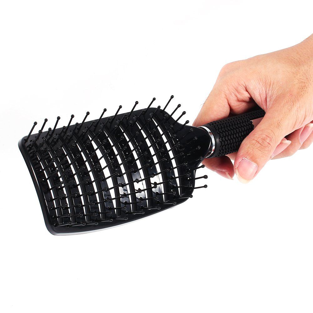 Curved Vented Styling Hair Brush, Detangling Thick Hair Massage Blow Drying Brush Massager Comb Brush (Black) โ image 2