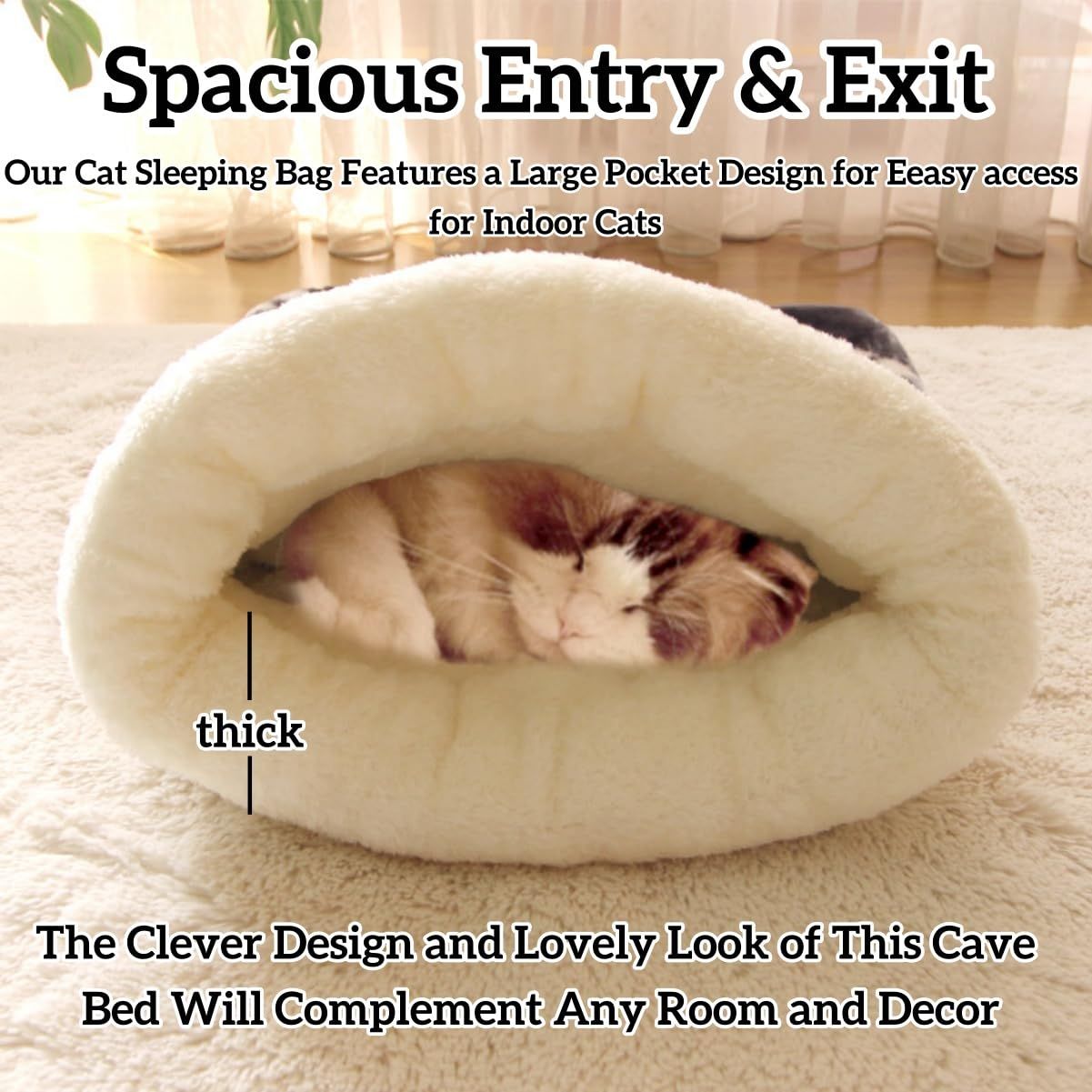 Cat Bed Cave Sleeping Bag, Pet Mat Warming Pad Sack for Cats and Small Dog,Burrowing Cozy Soft Comfortable Bed(for Small and Medium Cats) — image 3