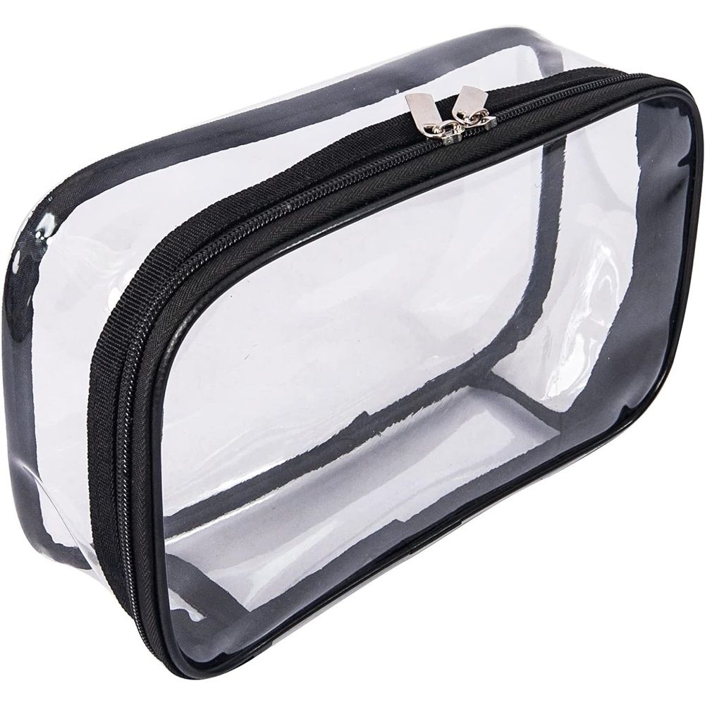 Large Cosmetic Bag for Women / Clear, See-Through Makeup, Hair & Nail Accessories Pouch for Travel or Home / Transparent PVC Plastic Organizer, Spacious — image 3
