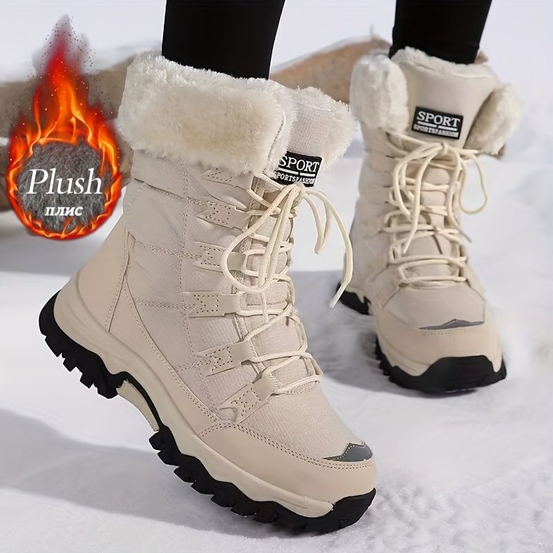 Women's long-sleeve snow boots, winter, fleece-lined, warm, outdoor, snow, sports shoes, minus temperature, cold, women's high-top shoes, casual, daily — image 3