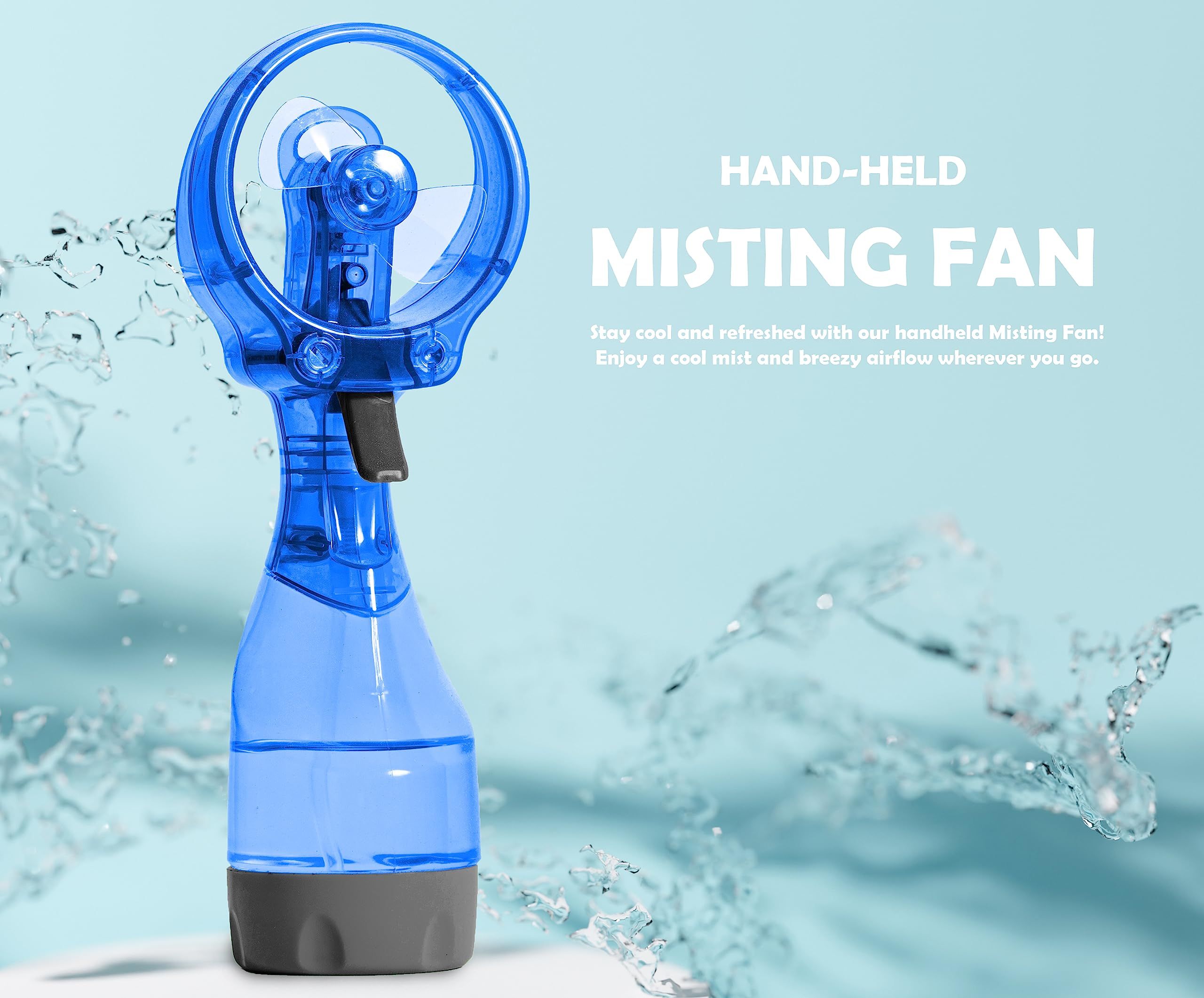 Deluxe Portable Handheld Battery Powered Water Misting Fan | Mini for Outdoors | For Summer (Blue 1pcs) โ image 2