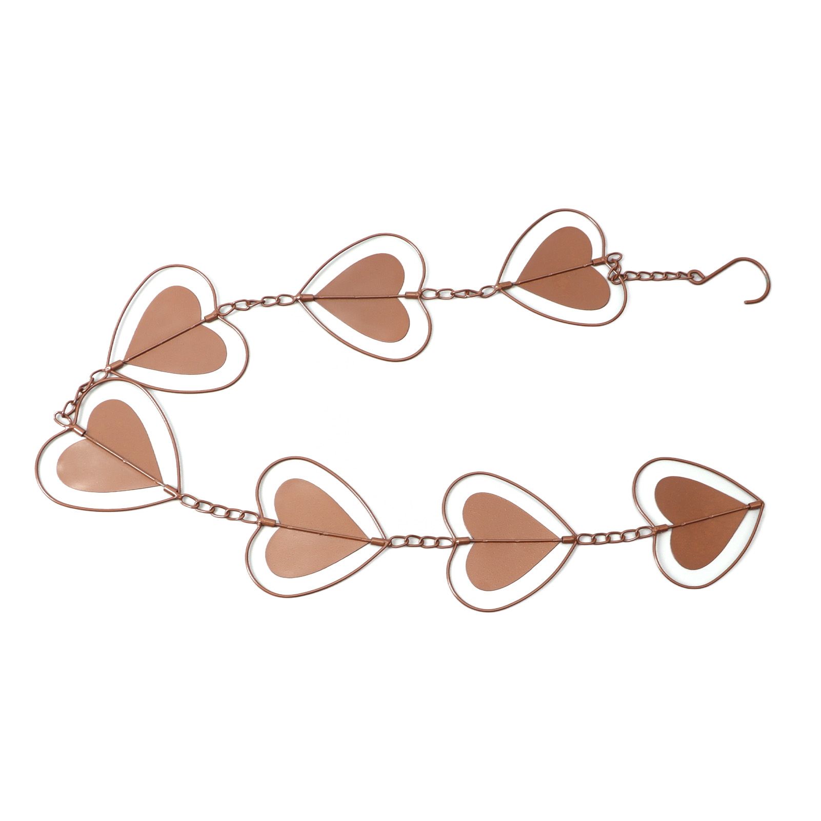 Metal Rain Chain Drainage Function Decorative Heart Shape Wind Chime with Hook for Balcony Patio Corridor — image 2