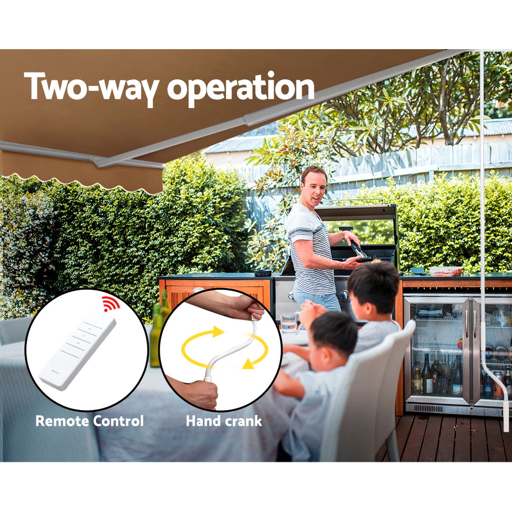 Instahut Retractable Folding Arm Awning Motorised Sunshade 4Mx3M Beige — image 5