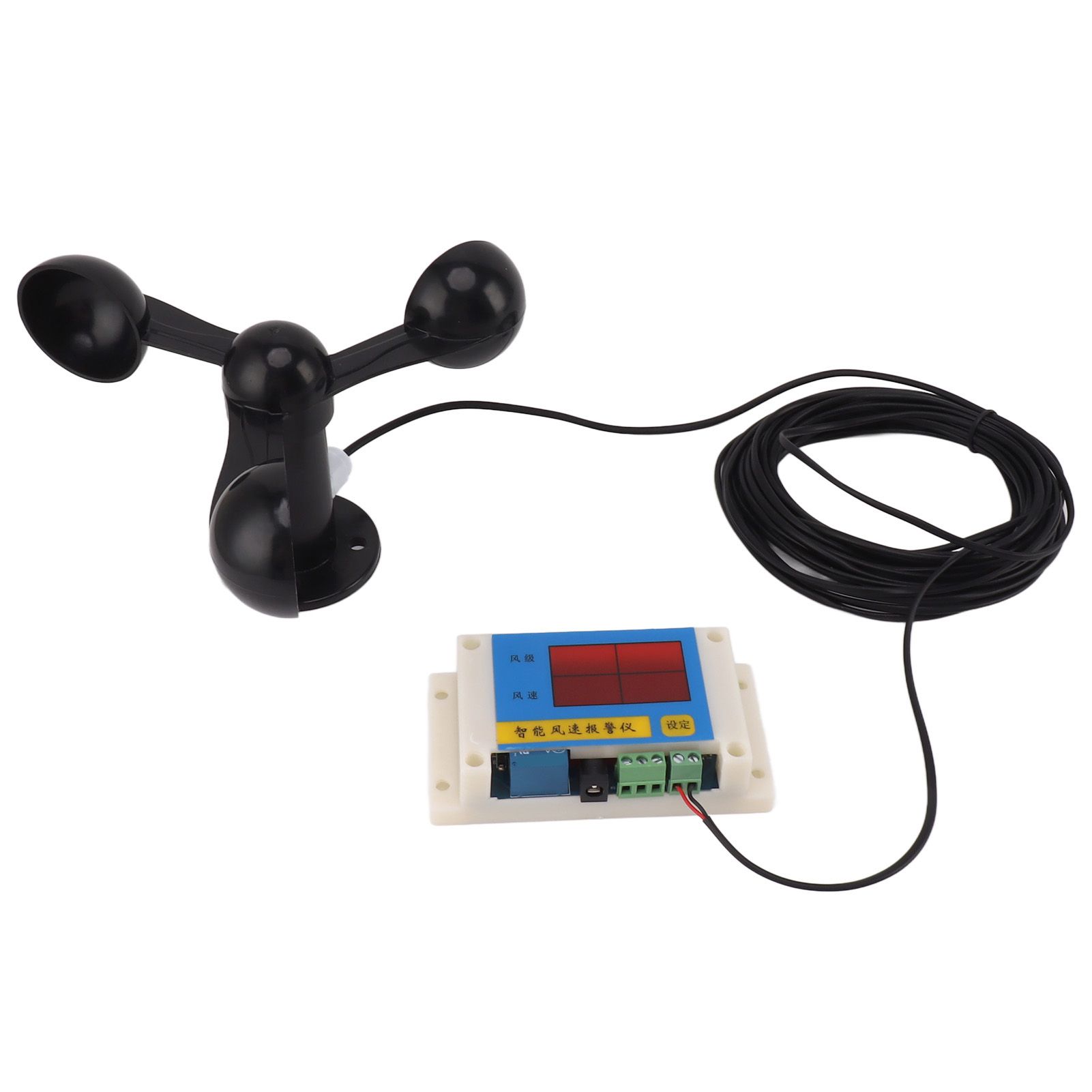 3 Fan Blades Tower Crane Anemometer 3 Blades USB 5V High Accuracy 2‑12 Lever Wind Speed Alarm Device for Outdoor — image 6