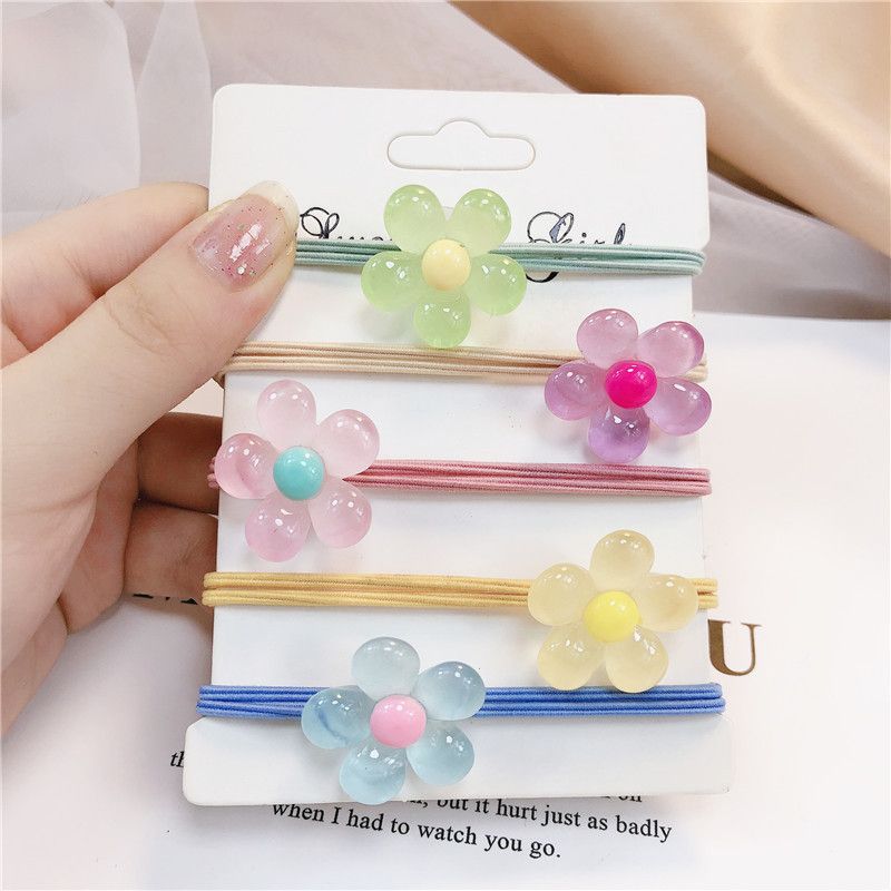 5 Pcs Hair Bands,Hair Ties Ponytail Holder Hair Accessories Elastic Rubber Hairband Alloy Hair Cuff Wrap-Color Random — image 5
