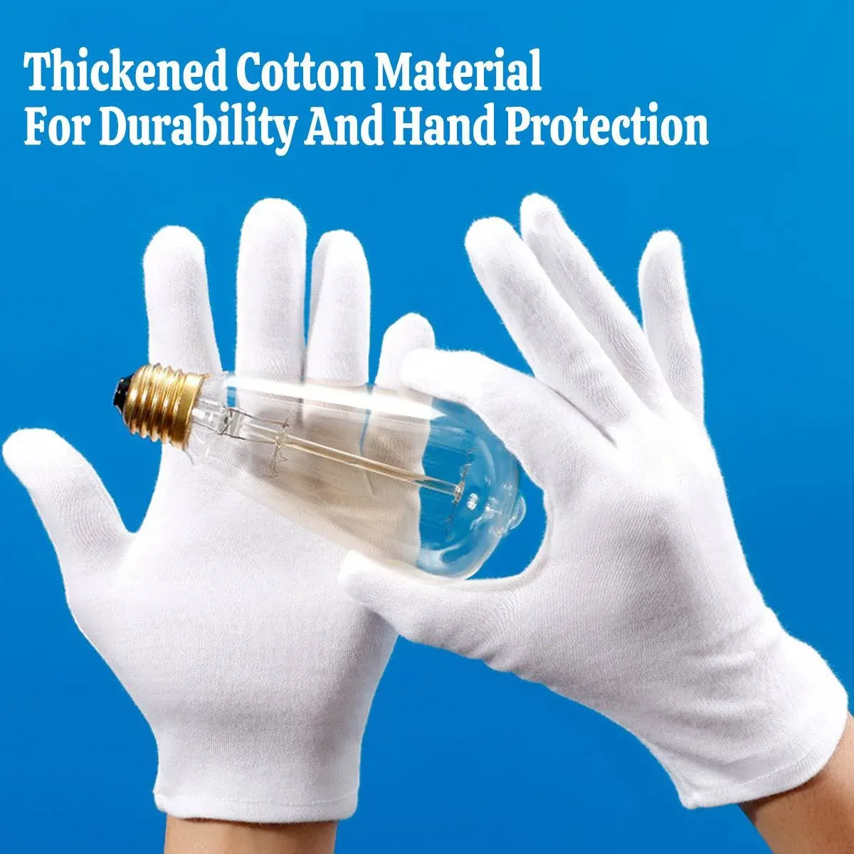 12 Pairs Cotton Work Gloves Breathable Knit L Black XL White - XL — image 5