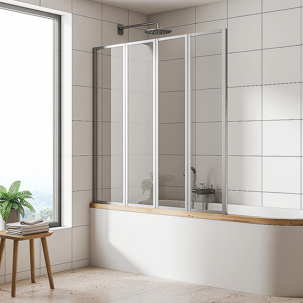 4 Fold Chrome Folding Bath Shower Screen Door Panel 1000 x 1400mm โ image 2
