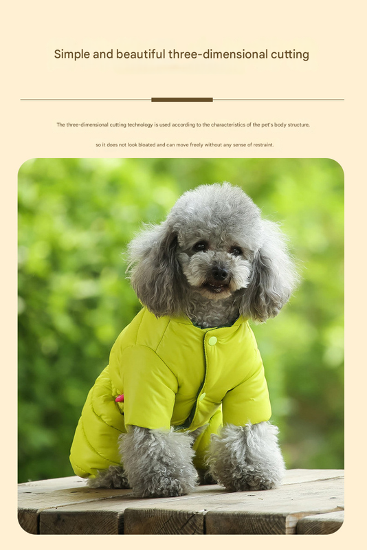 Turmeric Warm Puffer Dog Coat - Waterproof Four-Legged Winter Jumpsuit for Small Dogs — image 3