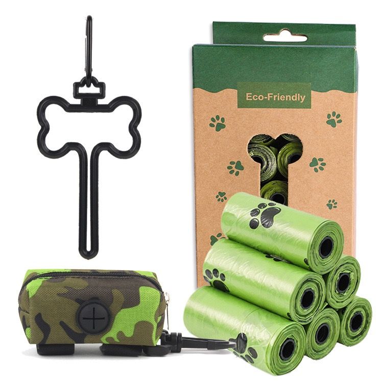 Eco-Friendly Pet Waste Bag Set with Bone-Shaped Carrier Hook and D-Ring Clip – Thick Leak-Proof Poop Bags for Outdoor Dog Walks, Hands-Free Convenience with
