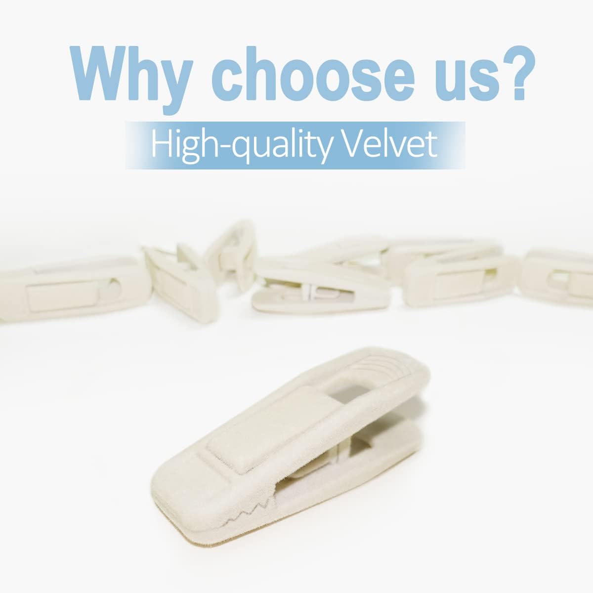 Velvet Hanger Clips for Velvet Hangers - 20 PCS Beige Non-Slip Velvet Clip for Skirt Hanger, Strong Flocking Clips Fit for Ivory Velvet Hangers — image 6