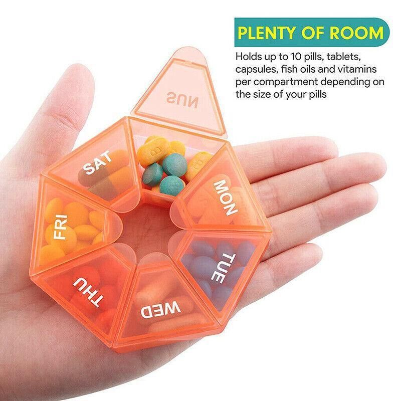 Weekly Pill Organiser 7 Day Medicine Box Tablet Case Dispenser 2 Pack - Green β image 5