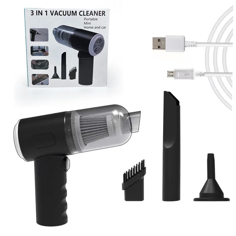 Black High-Power Cordless Handheld Vacuum Cleaner โ Compact, Rechargeable, and Portable for Home, Car, and Desk Use