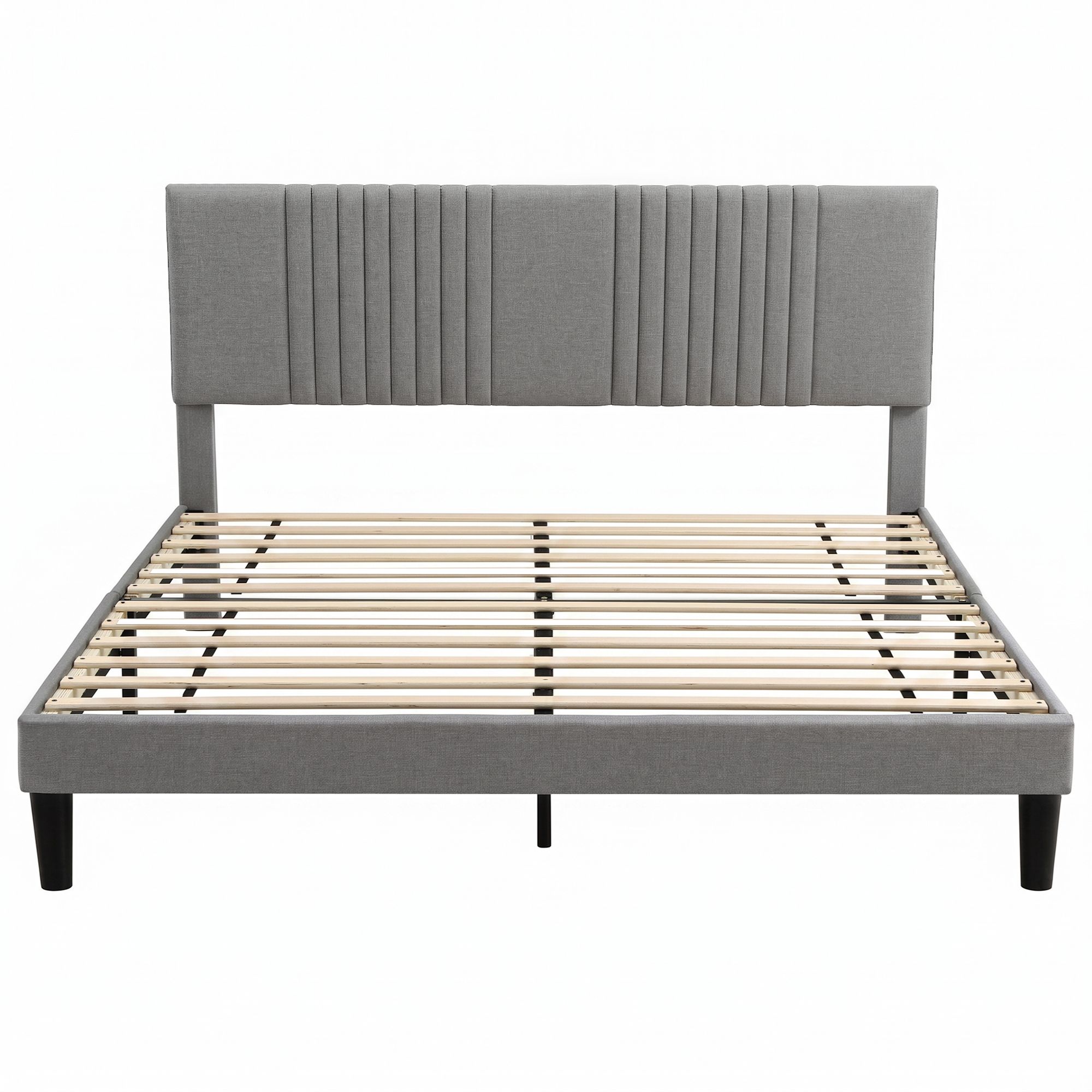 Artiss King Bed Frame with Adjustable Headboard, Grey, 300kg Capacity — image 4
