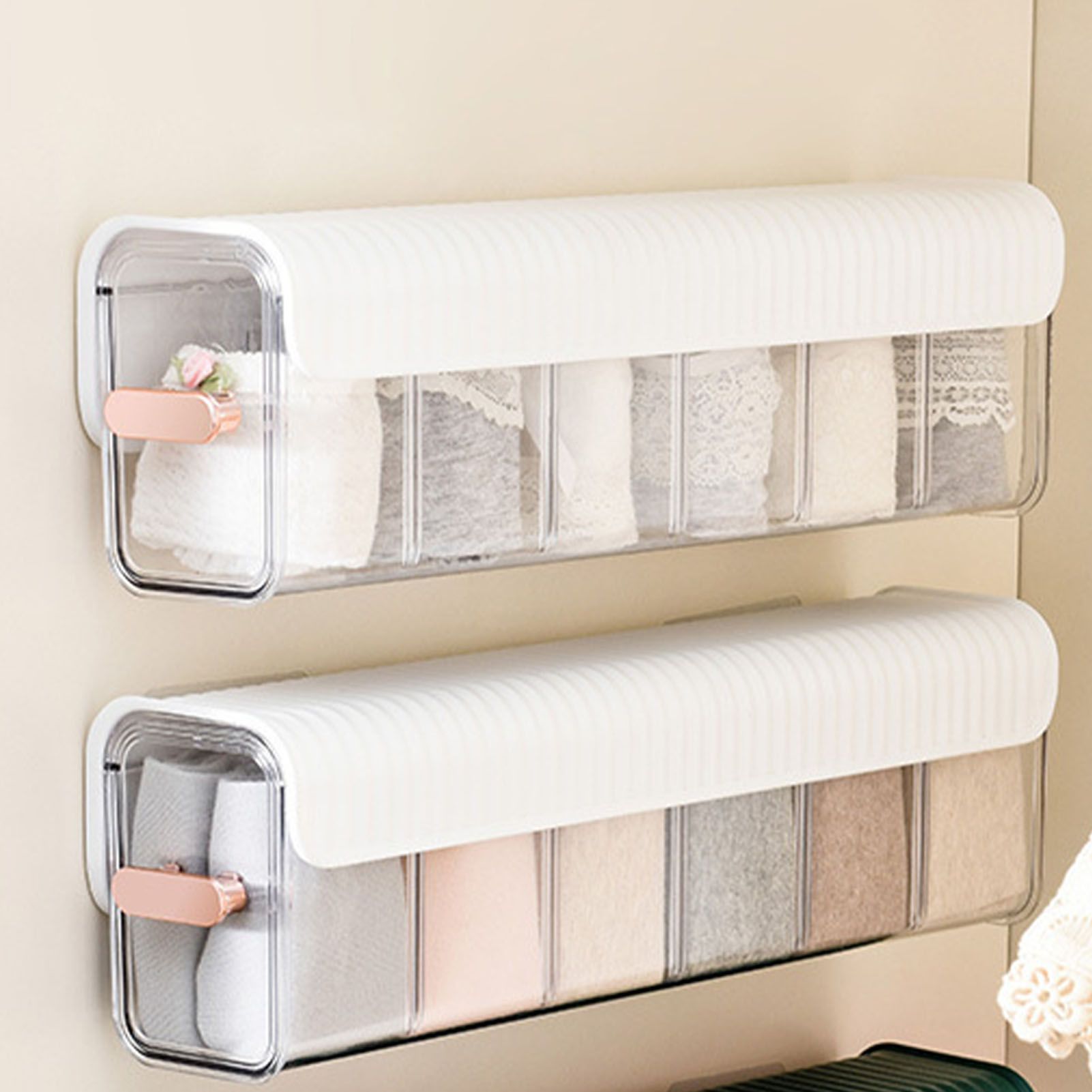 Wall Underwear Organizer Detachable Dustproof Moistureproof Wall Mount Drawer Organizer for Bedroom Home White — image 6
