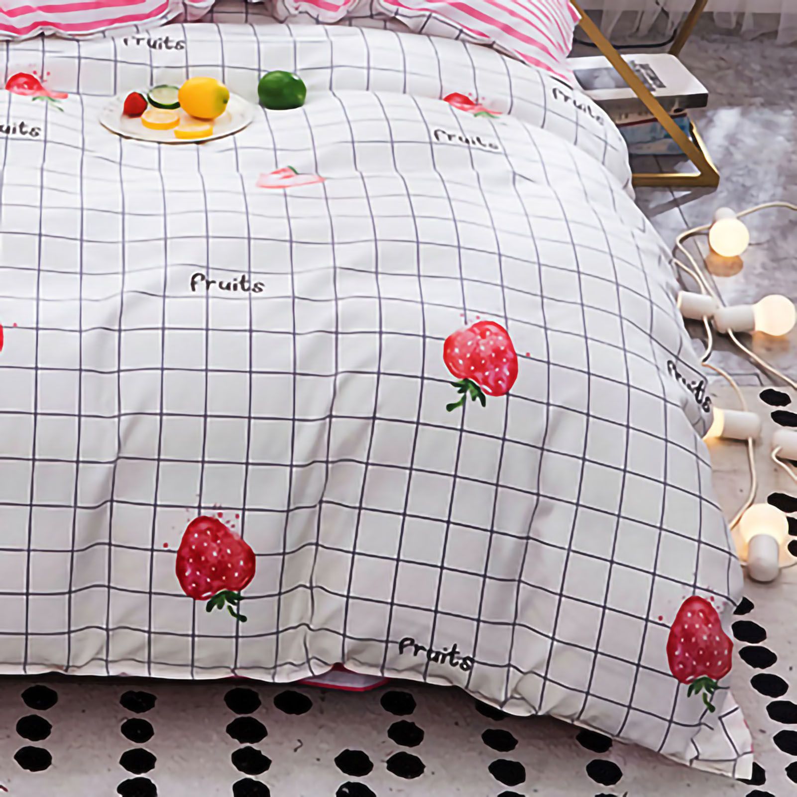 Skin Friendly Quilt Cover Thickened Polyester Soft Brushed Duvet Cover Quilt Bedding for Dormitory Bedroom Fruit 150 × 200cm — image 2