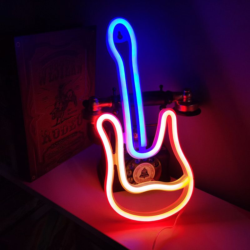 Neon Guitar Light, Neon Light,Art Neon Sign LED Guitar Neon Light Sign USB Operated Decorative Bar Pub Store Club Garage Home — image 5