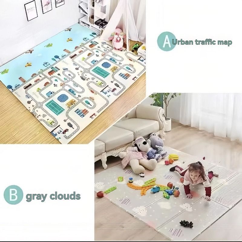 double-sided cartoon mat, folding mat, 2cm living room mat, game mat, odor-free mat, children play mat, foam mat, floor mat Australia - Sprouting Spring - Size — image 6