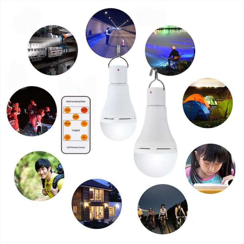 USB Rechargeable 7W E27 LED Light Bulb with Remote Control and Hook — image 3