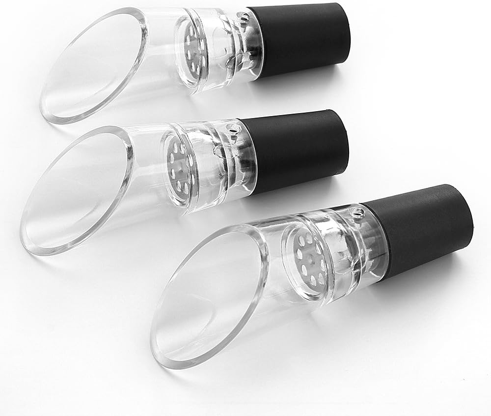 6 Piece Black Wine Pourers with Conical Silicone Stopper Silicone Seal and Aeration Function — image 4
