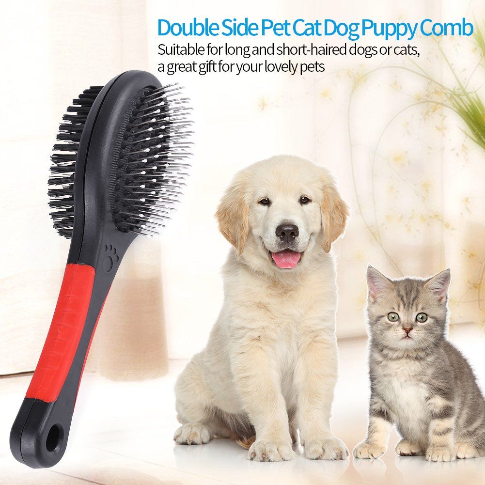 Double Sided Pet Brush,Professional Double Sided Pin & Bristle Bamboo Brush for Dogs & Cats,Protection Salon Grooming (L) — image 3
