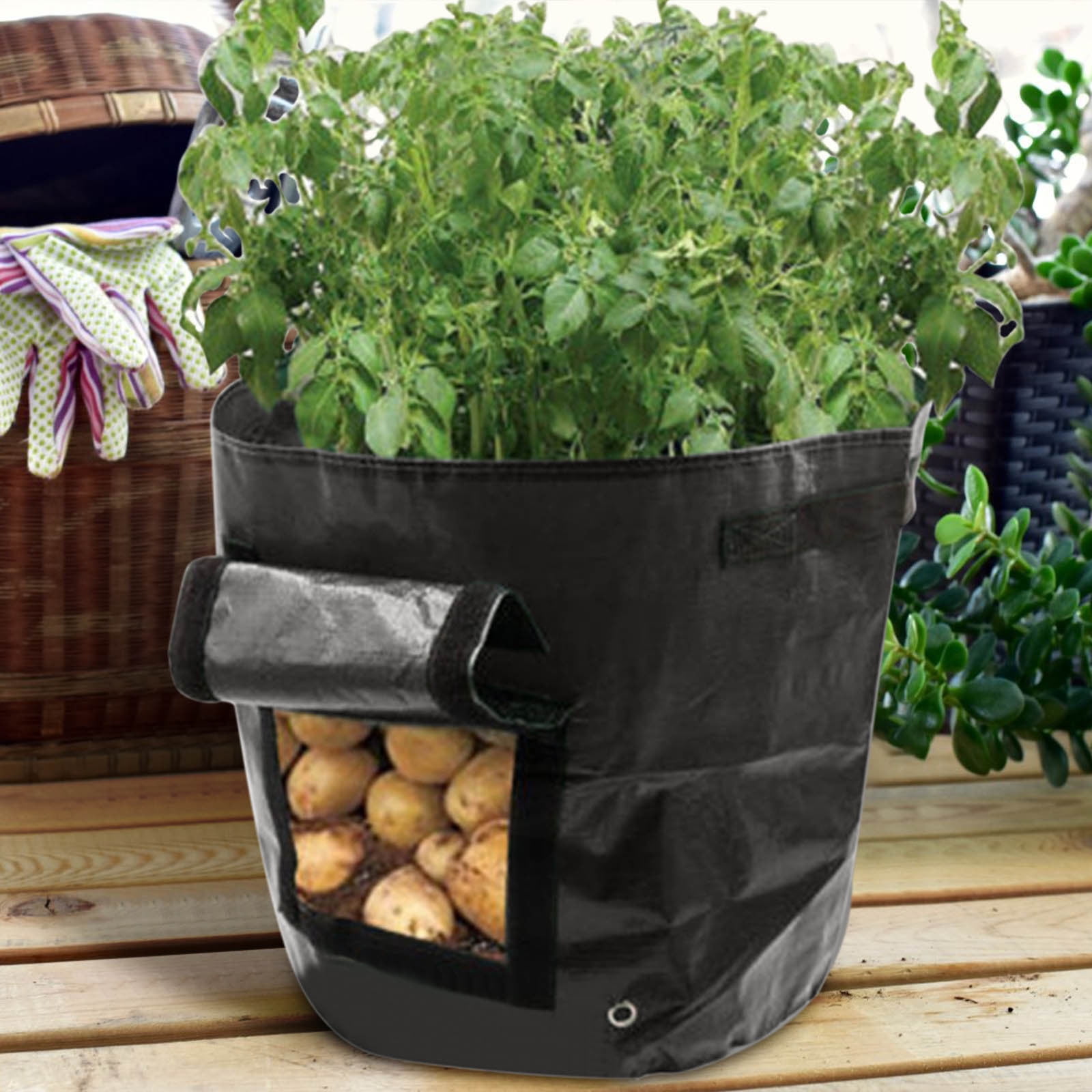 34x35cm Potato Grow Bag with Side Window & Handles 14" x 18" Orange#3 — image 4