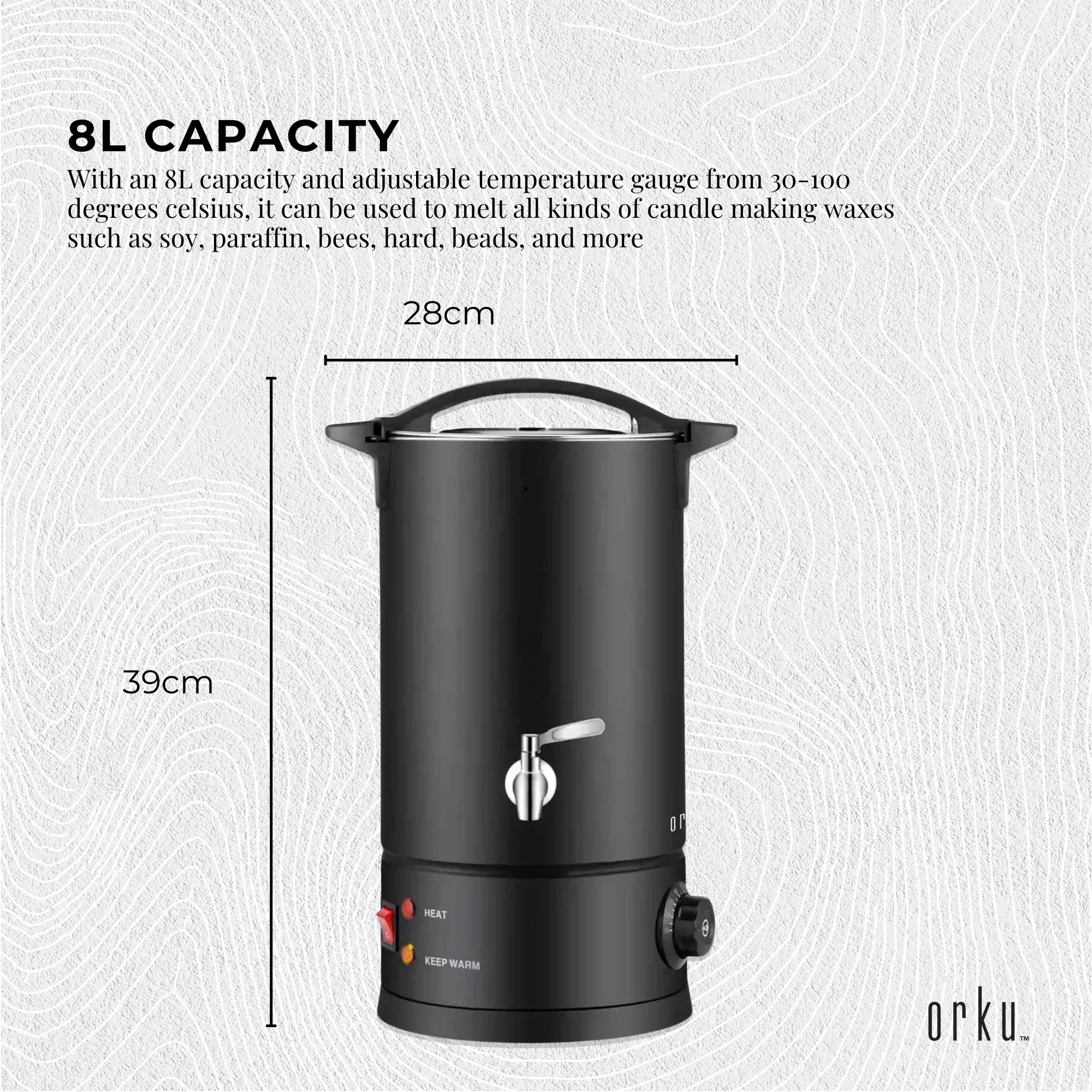 8L Candle Wax Heater Black With Tap - Soy Wax Melter Candle Making Electric โ image 3