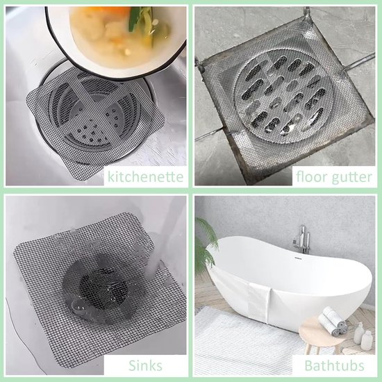 100-Piece Shower Drain Filter - Sticky Hair Shower Filter - Sink Filter, Bathtub, Bathroom & Kitchen Shower Drain Filter Sticker - 10cm - Gray — image 4