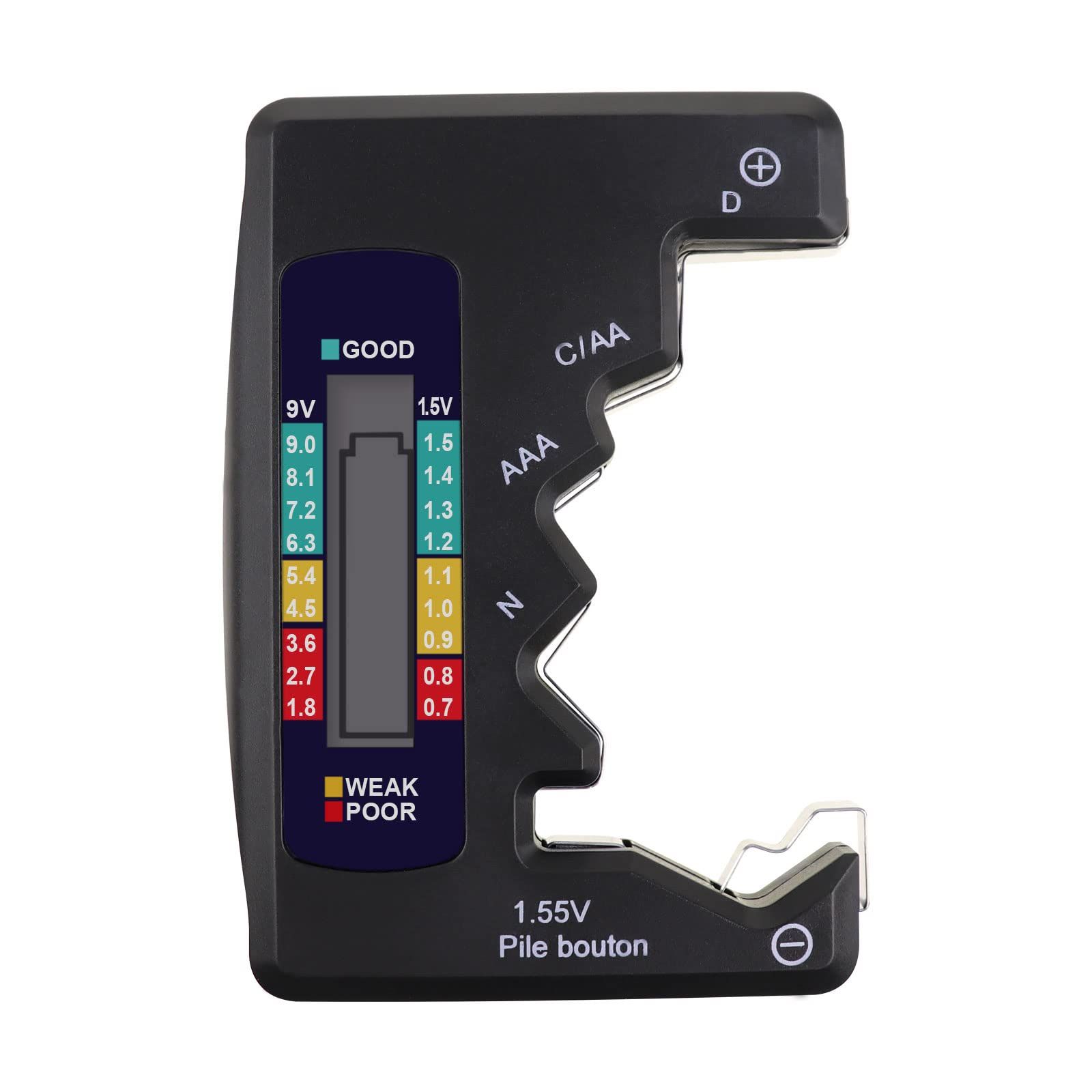 The digital universal battery tester is suitable for battery inspection of all batteries, with LED display and digital display for