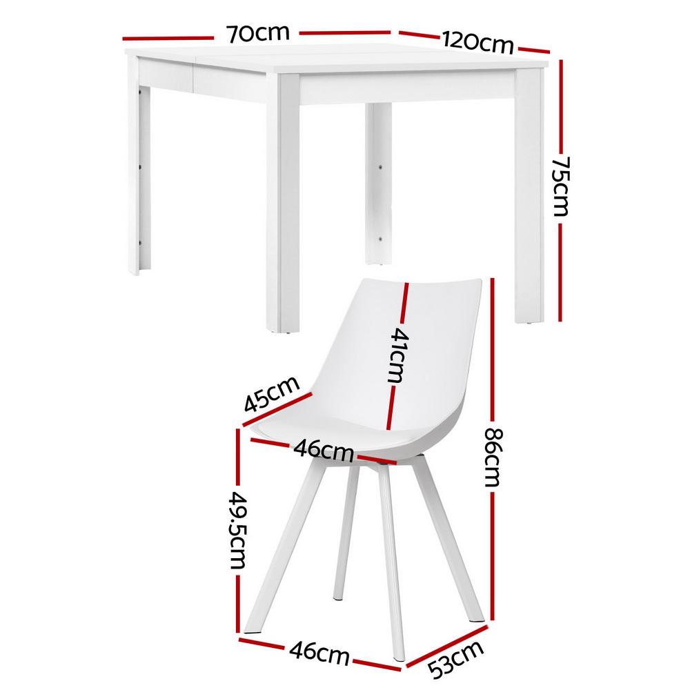 1 Artiss Dining Table and 4 Chairs Set Rectangle White — image 2