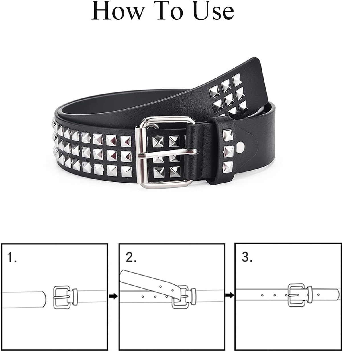Studded Belts Women Y2K Stud Punk Rock Woman Girls Black Waist Belt for Cosplay Halloween โ image 5