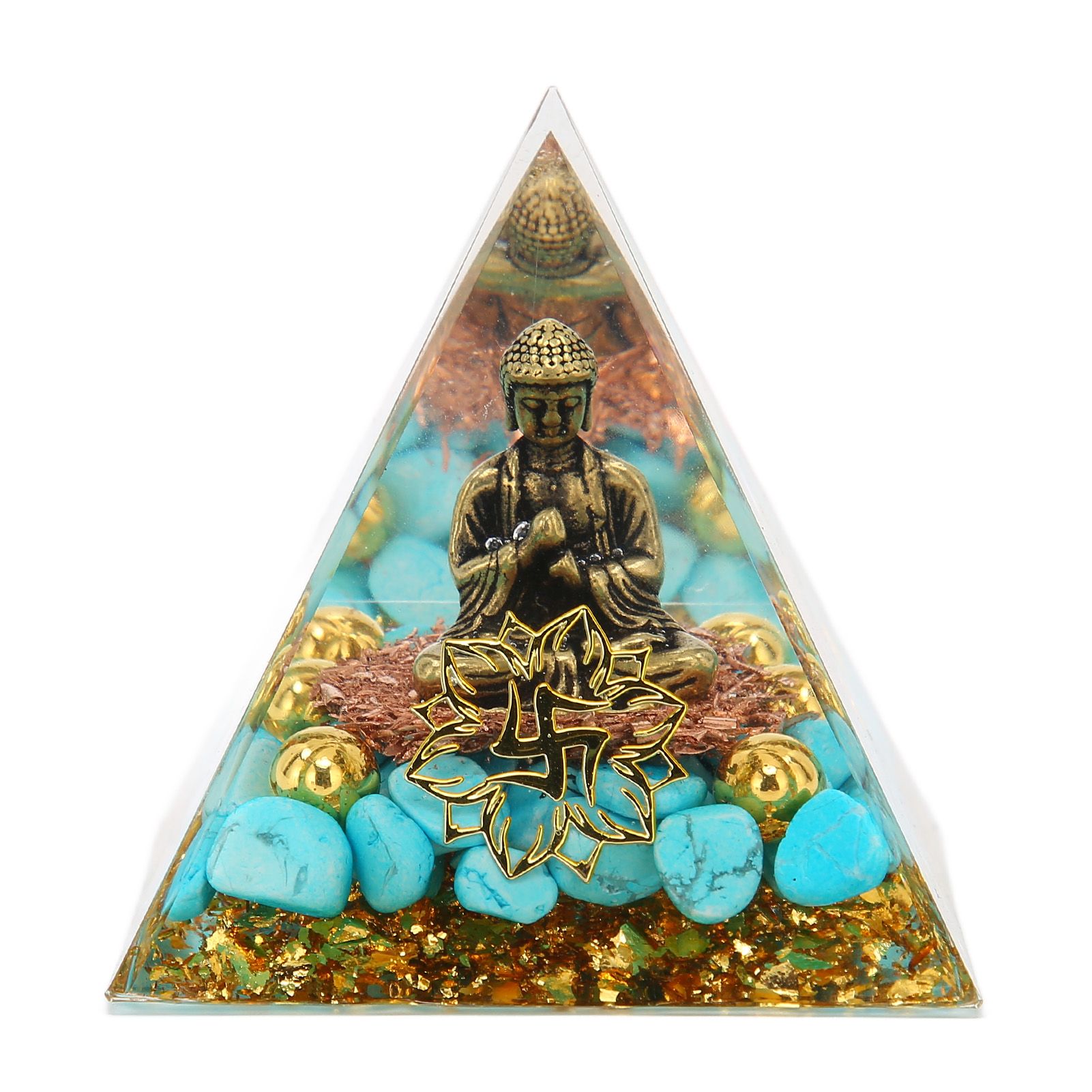 Crystal Pyramid Buddha Design Exquisite Beautiful Pyramid Power Stone Decoration Ornament for Yoga Meditation — image 2