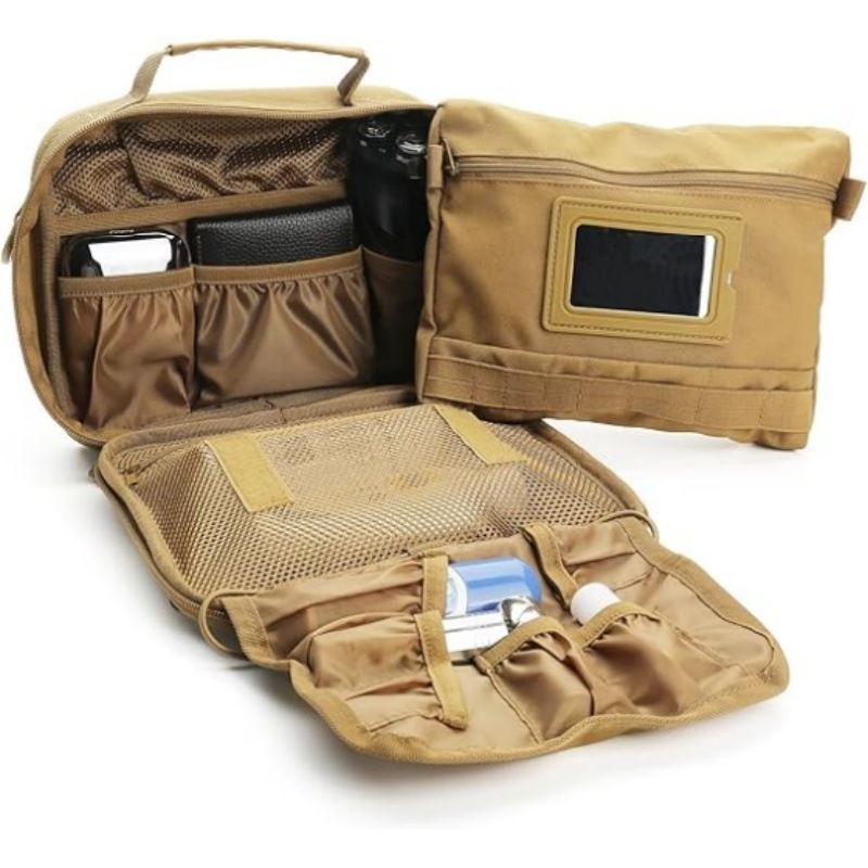 ✨ Army Green Hanging Toiletry Bag | 8+ Compartments + Built-in Mirror | Double Zippers & Hook, Lightweight Water-Resistant for Travel, Gym & Bathroom!/GREEN — image 6
