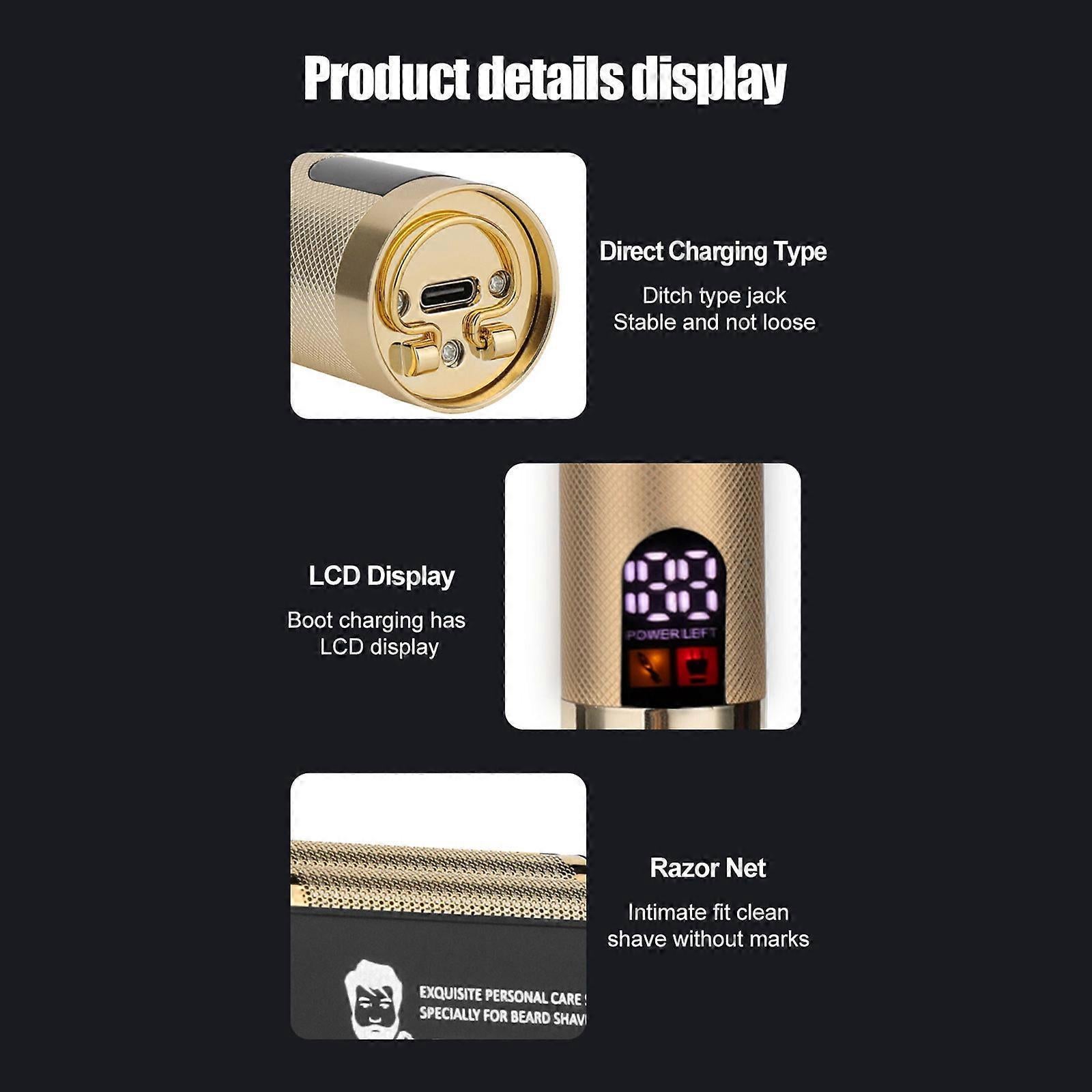Foil Electric Shaver for Bald Men, Gold Cordless Barber Razor โ image 5
