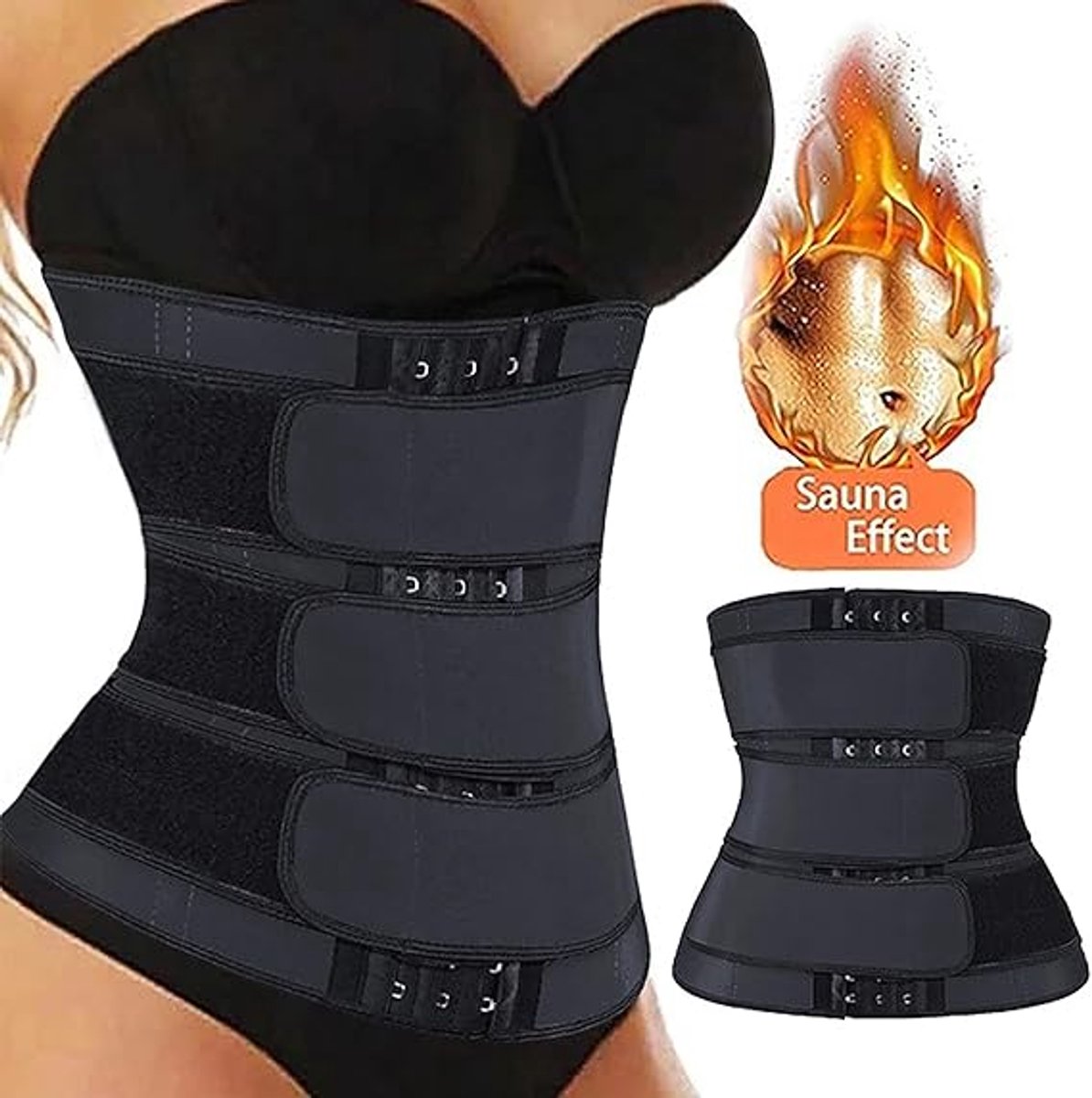 Women Sweat Reducer Training Belt - Sweatband - Waist Trainer - Slimming Belly Band - 3-Row Closure & Breathable Material - Extended Sizes (S to 6XL) โ image 4