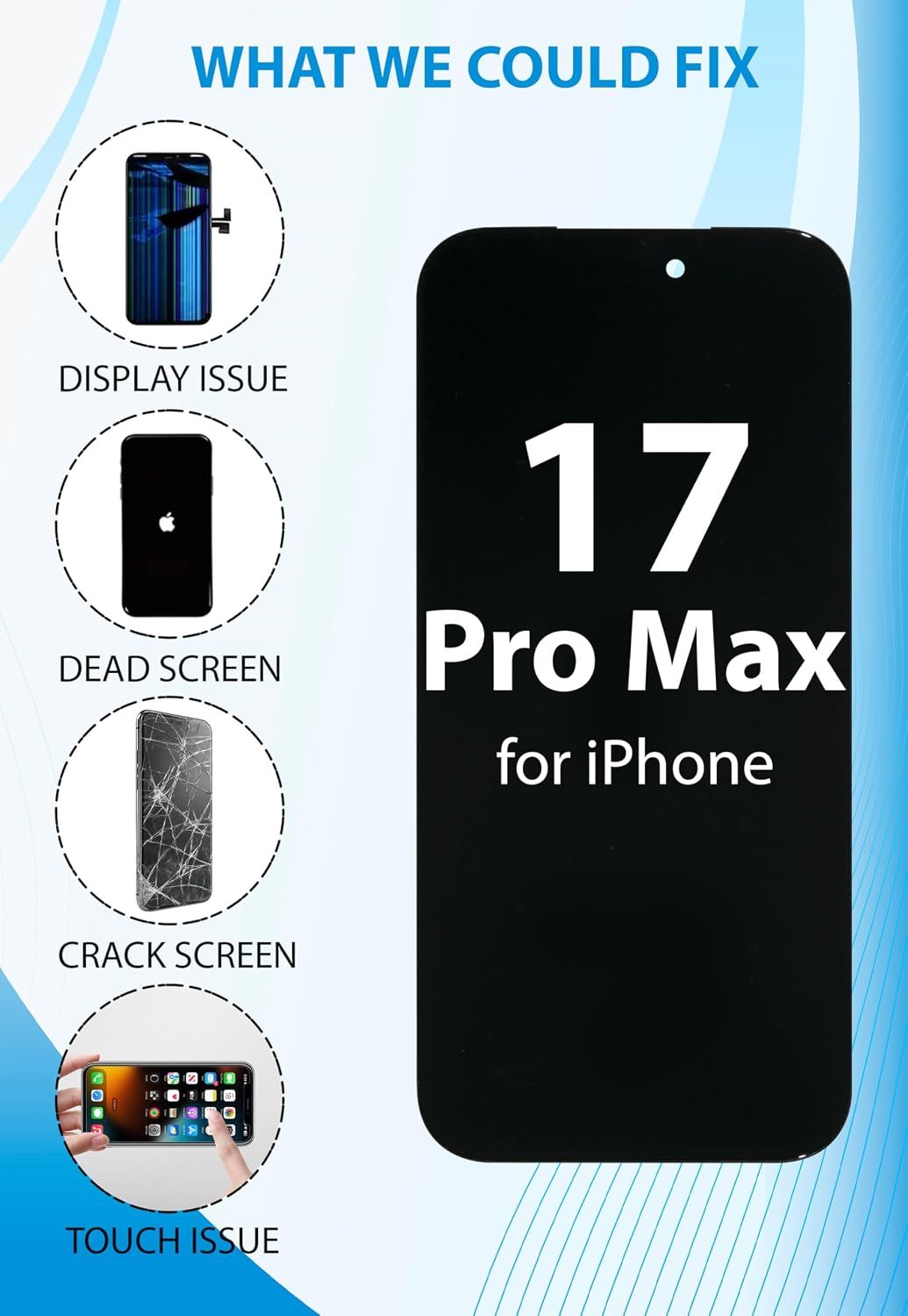 iPhone 17 Pro Max Screen Replacement, 6.9 Inch Incell LCD Display Touch Screen Digitizer, Comes with Full Repair Tool Kit and Tempered Glass Protector for โ image 2