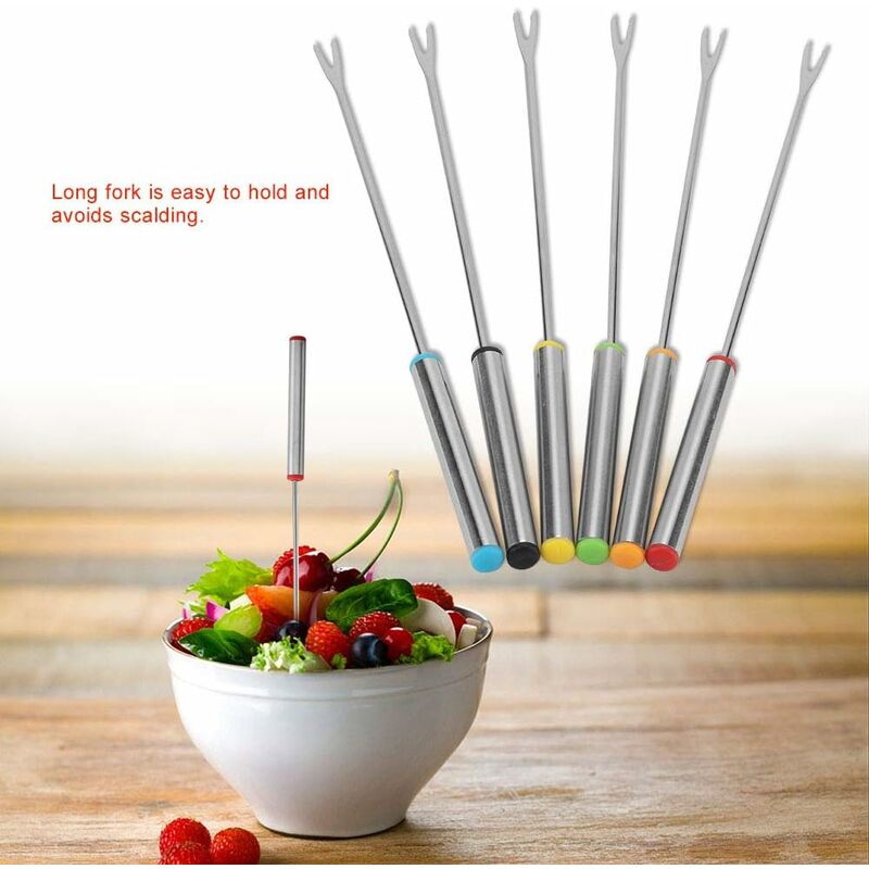 6 pcs Fondue Forks, Stainless Steel Fondue Forks, Chocolate Fondue Forks For Fruit Barbecue Pot Fork Fondue Skewers — image 4