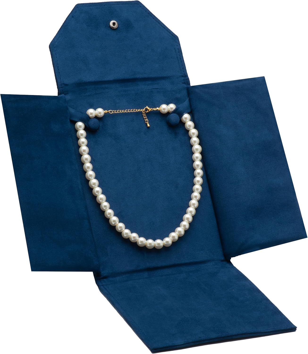 Pendant storage bag, necklace, jewelry travel folder, jewelry gift bag, ladies' holiday birthday gift (dark blue) — image 3