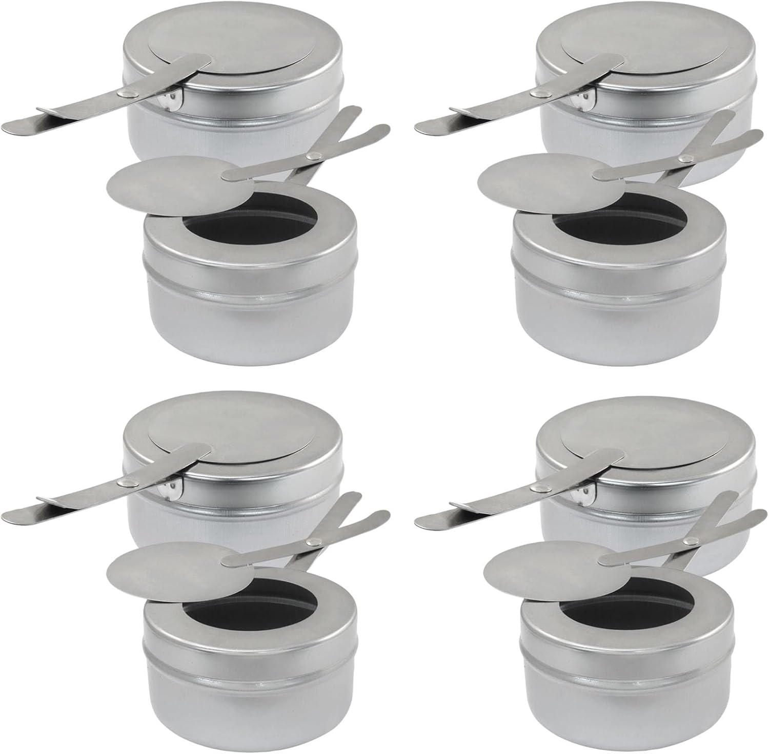 8 Pack Stainless Steel Fuel Holder,Canned Heat Holder,Safety Cover Buffet Warmer, Buffet Warming Trays for Barbecue Buffets Parties(Silver)